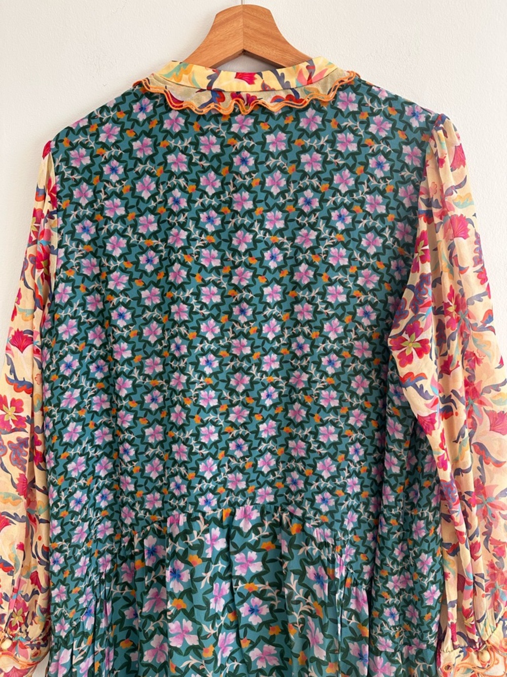 SALONI Tilly dress silk mixed print floral button front dress size 12 - Picture 6 of 8